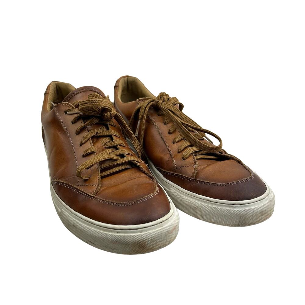 Men's Fashion Sneaker Leather Upper Light Brown 1811 Italy Size 45 (US 10.5)
